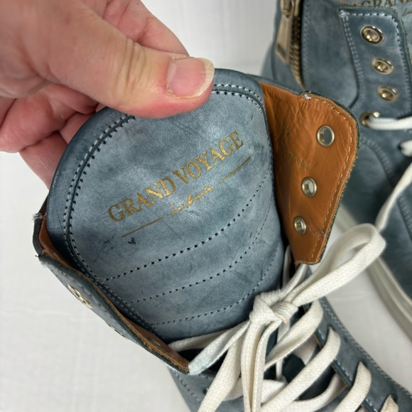 Grand Voyage/LA “Belmondo High”high-top sneakers in blue burnished Men’s 9.5 - Picture 12 of 16